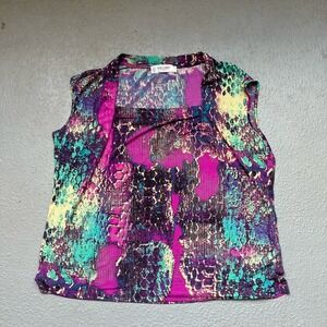 Jones Studio Abstract Purple Gold Blue Tank Size M Animal Print‎